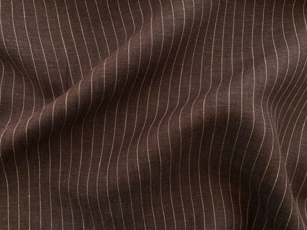 Designer Deadstock - Linen - Medium Brown Stripe