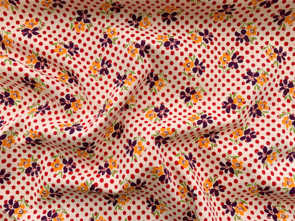 Japanese Cotton Sheeting - Retro Polka Dots and Flowers