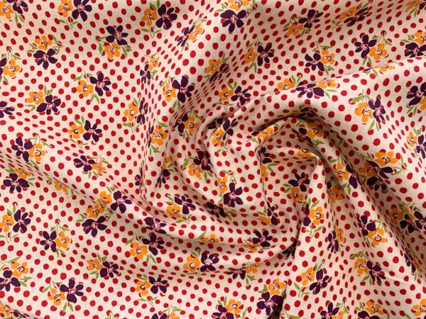 Japanese Cotton Sheeting - Retro Polka Dots and Flowers