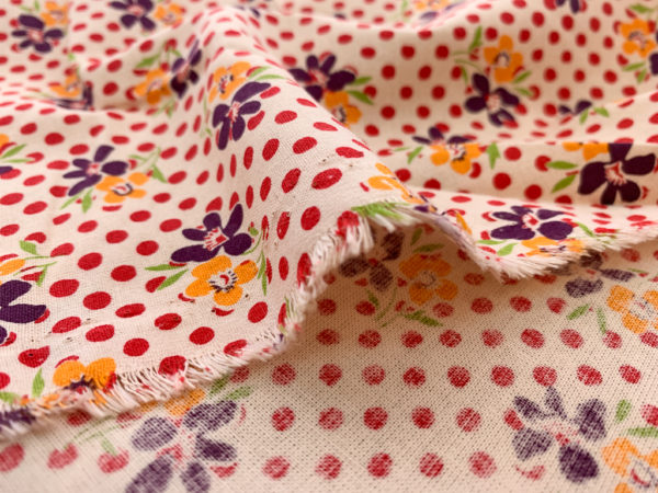 Japanese Cotton Sheeting - Retro Polka Dots and Flowers