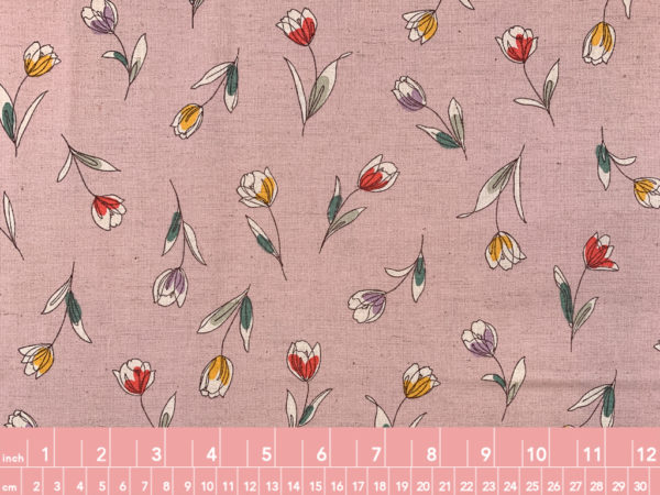Japanese Cotton/Linen Gauze - Sketched Tulips - Blush