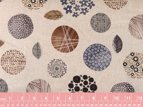 Japanese Cotton/Linen Canvas - Natural Circles - Earth