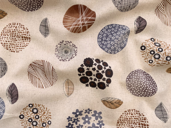 Japanese Cotton/Linen Canvas - Natural Circles - Earth