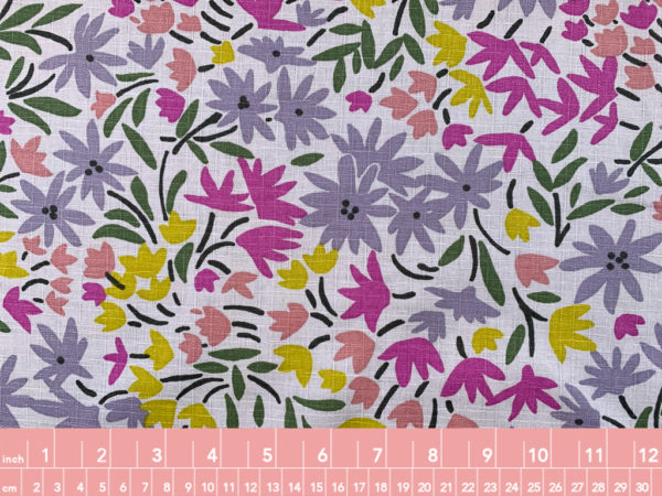 Japanese Cotton Dobby - Bright Floral - Magenta/Citron