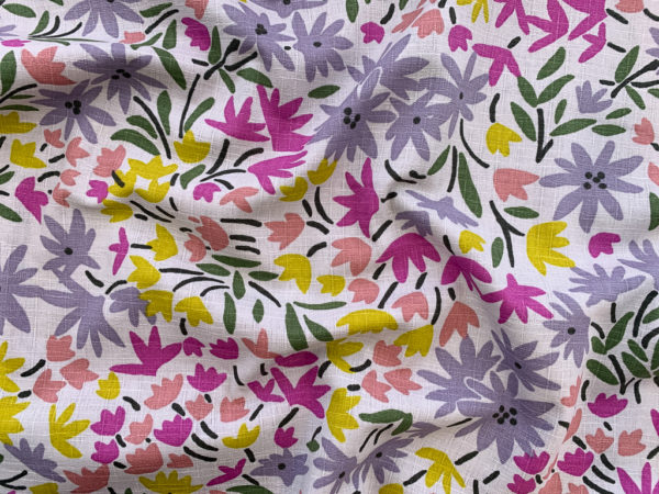 Japanese Cotton Dobby - Bright Floral - Magenta/Citron