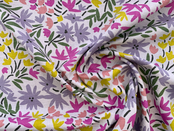 Japanese Cotton Dobby - Bright Floral - Magenta/Citron