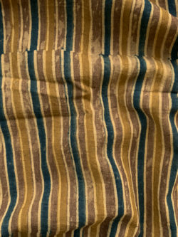 Indian Block Print Cotton - Yellow/Blue Stripe