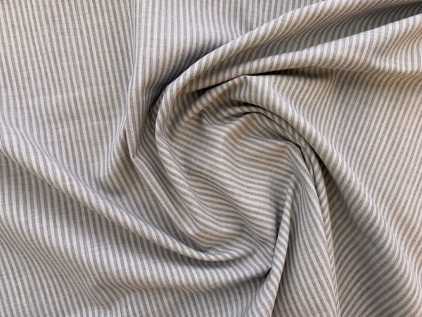 British Designer Deadstock – Cotton Lawn – Grey/Charcoal Stripe
