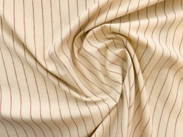 European Designer Deadstock - Organic Cotton/Linen Lightweight Canvas - Cream/Red Stripe