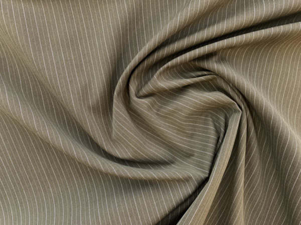 European Designer Deadstock - Cotton Lightweight Canvas - Khaki Pinstripe