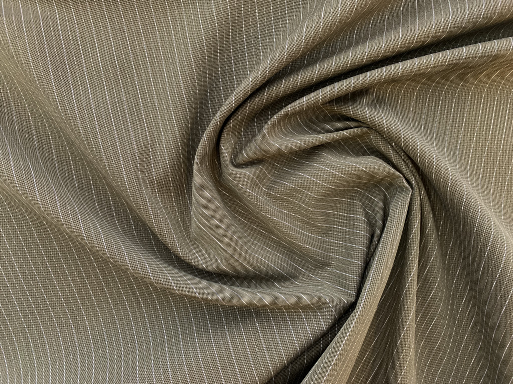 Designer Deadstock - Cotton Lightweight Canvas - Khaki Pinstripe ...