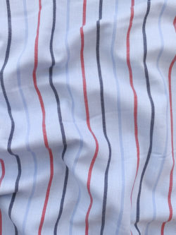 British Designer Deadstock - Yarn Dyed Brushed Cotton Oxford - Blue/Red Stripe