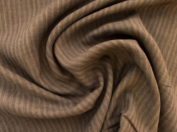 European Designer Deadstock – Washed Linen Suiting – Mocha Twin Stripe