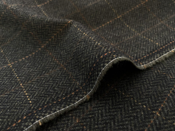 Max Mara Deadstock - Wool/Poly Scottish Highland Tweed - Grey/Tan Check ...