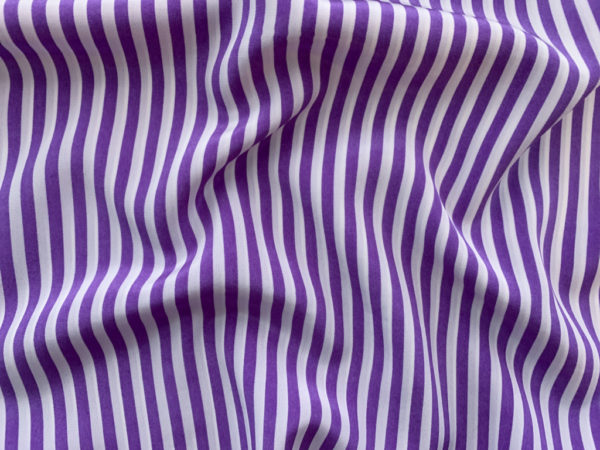 Japanese Designer Deadstock - Silk Crepe de Chine - Purple Stripe