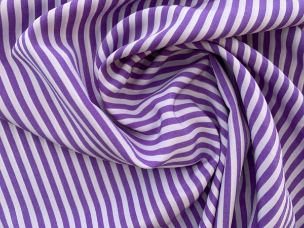 Japanese Designer Deadstock - Silk Crepe de Chine - Purple Stripe