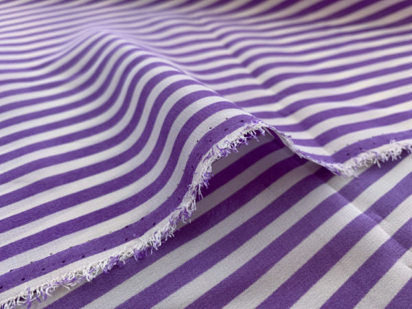 Japanese Designer Deadstock - Silk Crepe de Chine - Purple Stripe