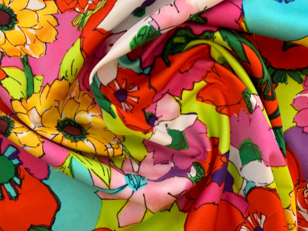 Escada Deadstock - Cotton Stretch Sateen - Retro Flowers