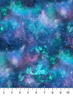 Quilting Cotton - Universe - Nebula - Blue/Purple