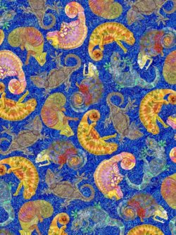 Quilting Cotton – Colorful Chameleons – Blue