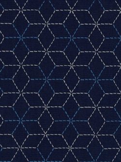 Japanese Cotton - Kasuri - Stitched Stars - Navy