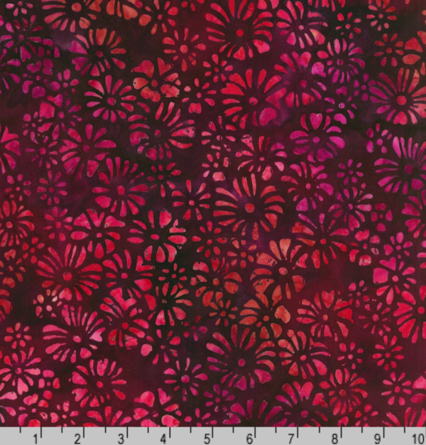 Artisan Cotton Batik – Sunrise Blossoms - Burgundy