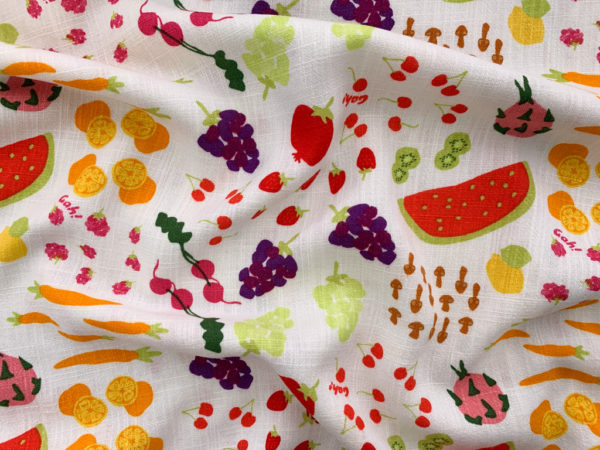 Designer Deadstock – Linen/Rayon Slub – Fruits & Vegetables