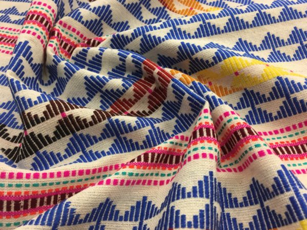 Handwoven Cotton Ikat - Blue Triangles