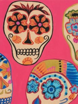 Quilting Cotton - Alexander Henry - Calaveras Contentas - Tea/Pink