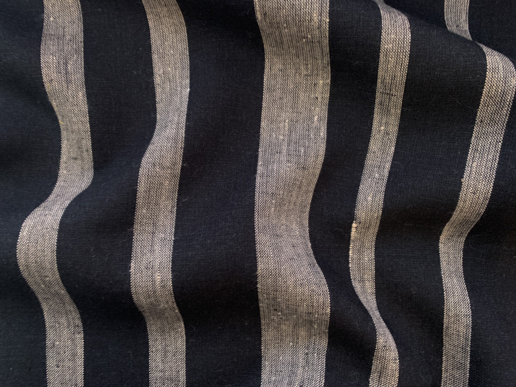 Designer Deadstock - Yarn Dyed Linen - Uneven Black Stripes