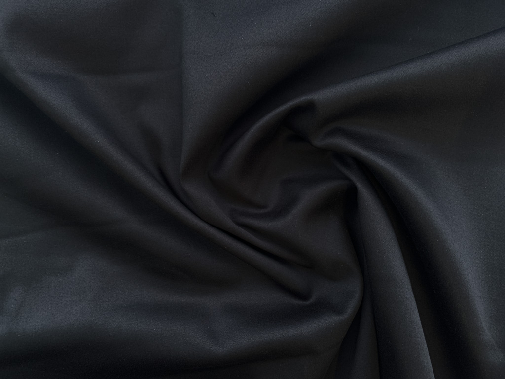 Designer Deadstock - Cotton/Spandex Stretch Sateen - Onyx ...