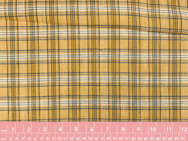 Designer Deadstock - Yarn Dyed Linen - Gold/Slate Plaid