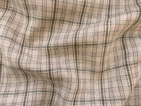 Designer Deadstock - Yarn Dyed Linen - Neutral Plaid