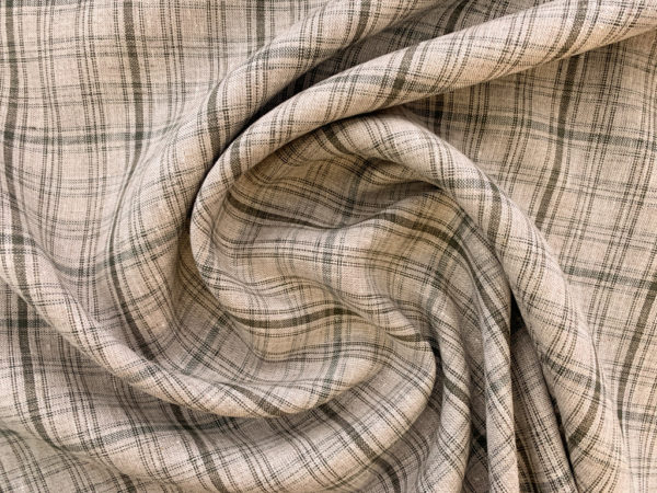 Designer Deadstock - Yarn Dyed Linen - Neutral Plaid