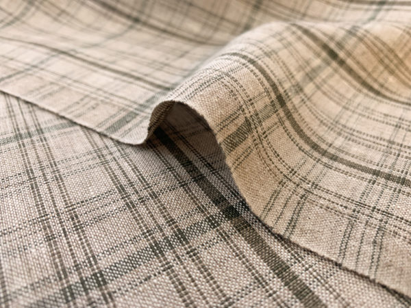 Designer Deadstock - Yarn Dyed Linen - Neutral Plaid