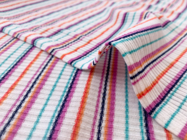 Designer Deadstock – Rayon/Spandex Rib Knit – Popsicle Stripe ...