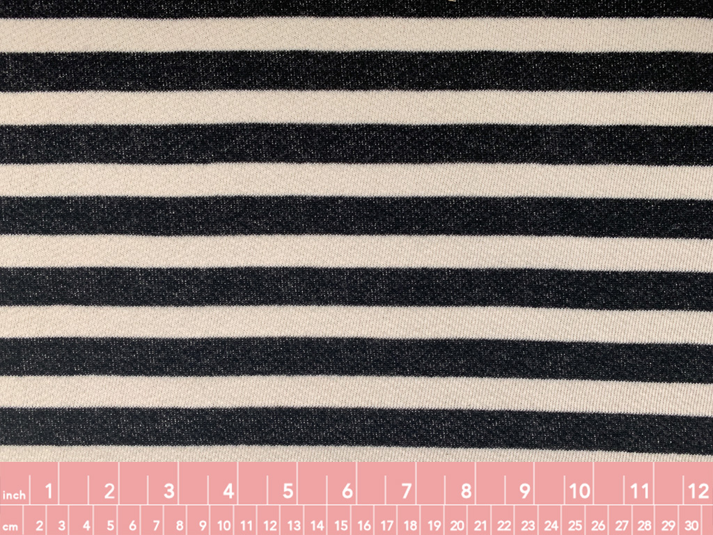 Designer Deadstock - Cotton French Terry - Vintage Black & White Stripe -  Stonemountain & Daughter Fabrics