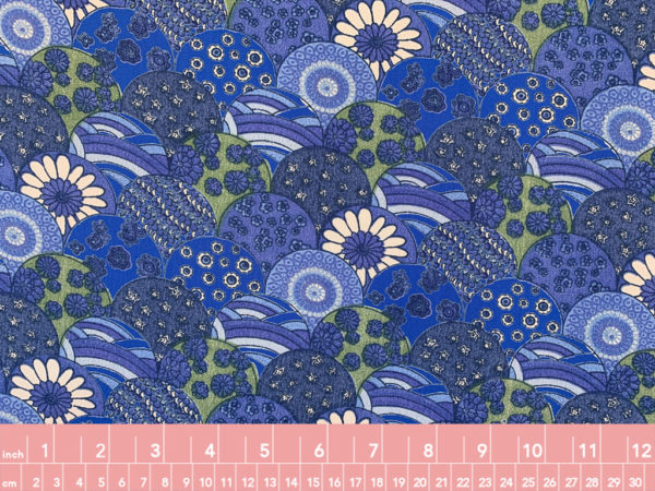 Designer Deadstock - Rayon Crepe - Floral Waves - Cobalt