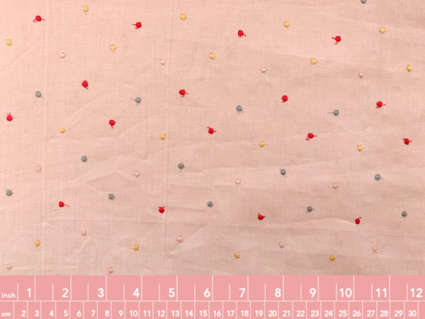 Japanese Cotton Lawn - Embroidered Polka Dots - Powder Pink