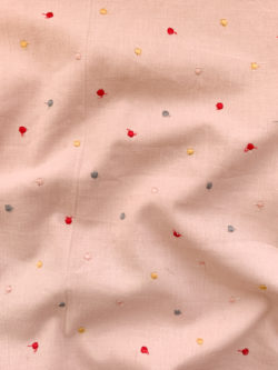 Japanese Cotton Lawn - Embroidered Polka Dots - Powder Pink