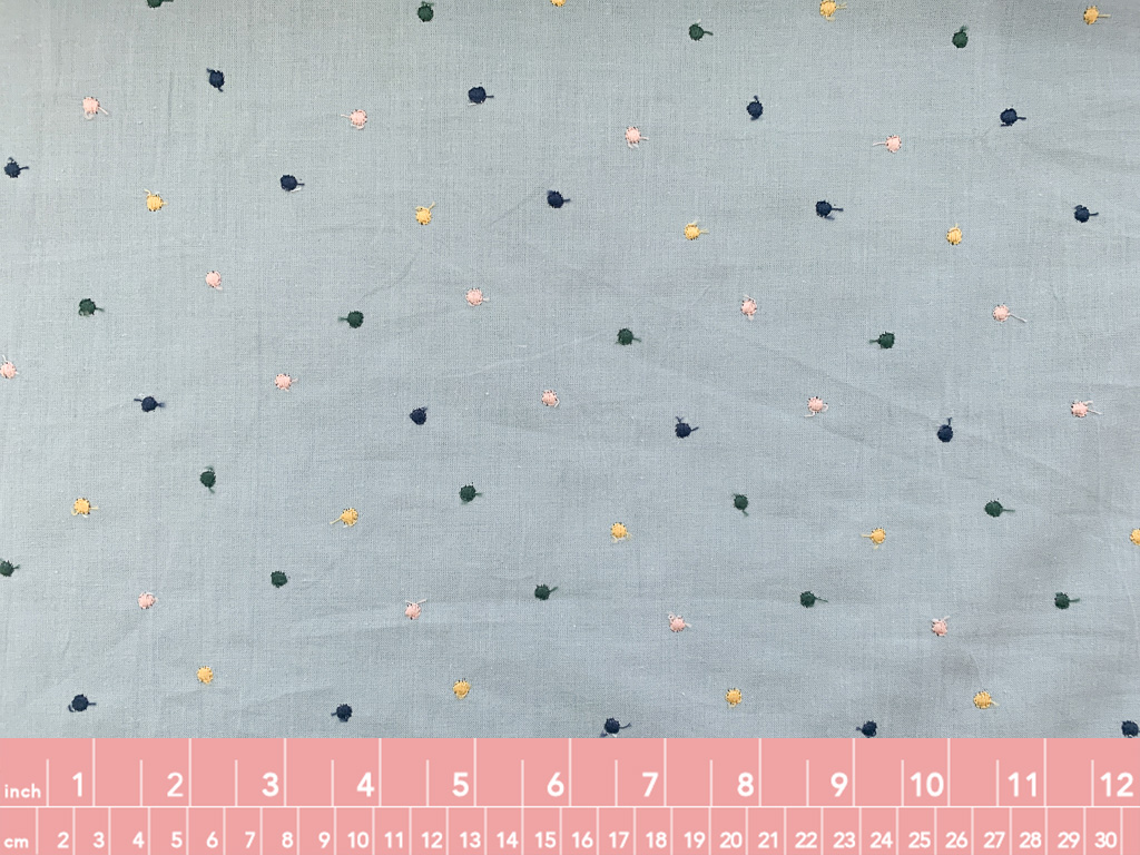 Japanese Cotton Lawn - Embroidered Polka Dots - Fog Blue ...
