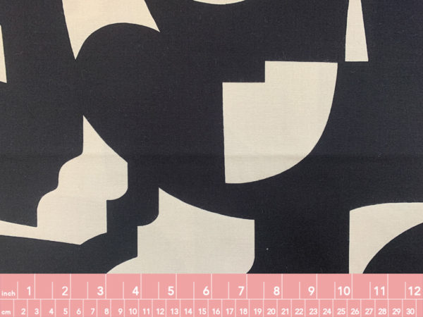 Japanese Rayon/Cotton Sheeting - Geometric Shapes - Charcoal/Cream