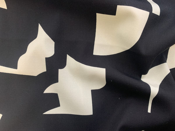 Japanese Rayon/Cotton Sheeting - Geometric Shapes - Charcoal/Cream