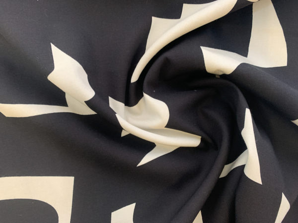 Japanese Rayon/Cotton Sheeting - Geometric Shapes - Charcoal/Cream
