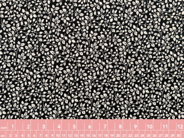 Japanese Cotton Lawn - Flowering Holly - Black/White