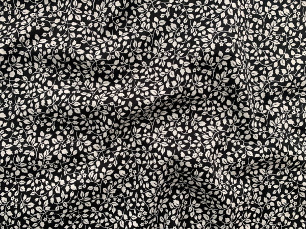 Japanese Cotton Lawn - Flowering Holly - Black/White
