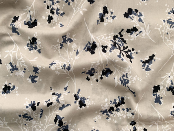 Japanese Cotton Lawn - Abstract Floral - Mushroom