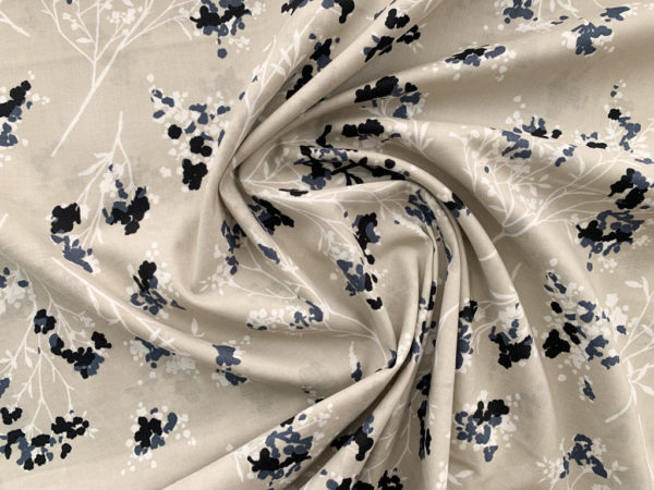 Japanese Cotton Lawn - Abstract Floral - Mushroom