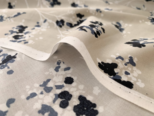 Japanese Cotton Lawn - Abstract Floral - Mushroom