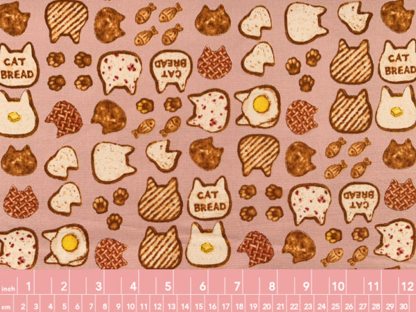 Japanese Cotton Canvas - Cat Bread - Pink